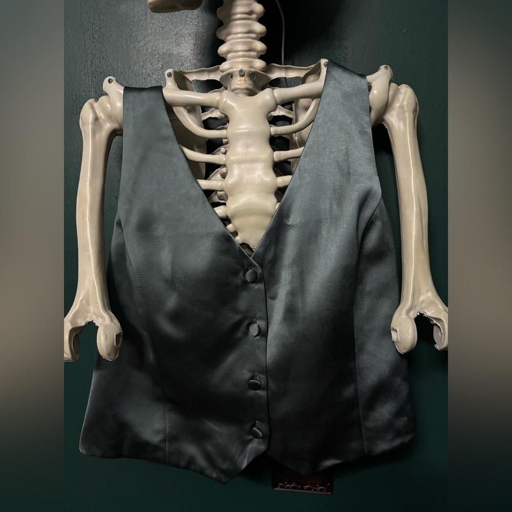 Sleek Olive Satin Vest
